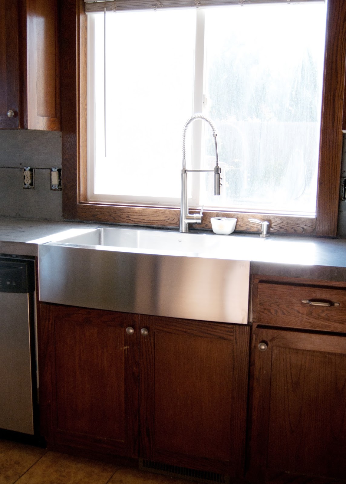 New Stainless Steel Apron Front Sink + how we installed it in existing