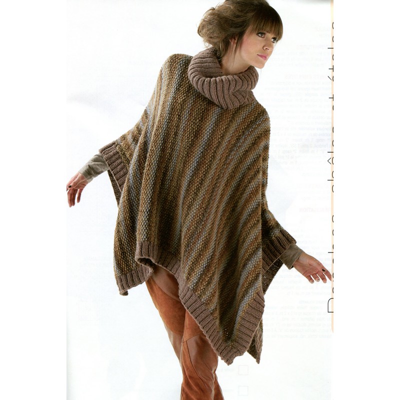 ENGLISH Turtleneck Poncho Knitting Pattern PDF ...