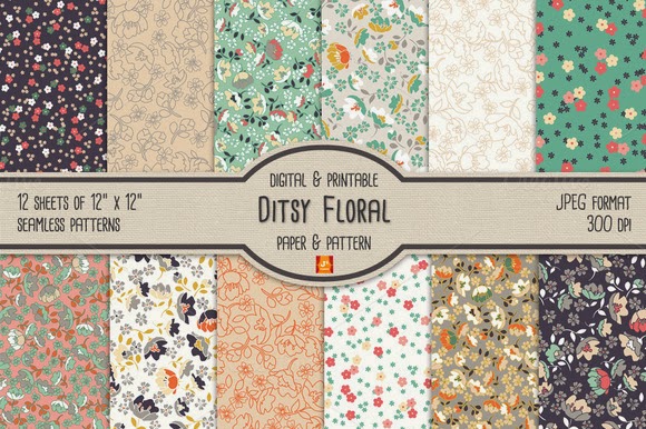 Ditsy Floral Digital Paper Pattern Free Download Freebies Psd