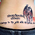 Chinese bless quote tattoo with angel on back
