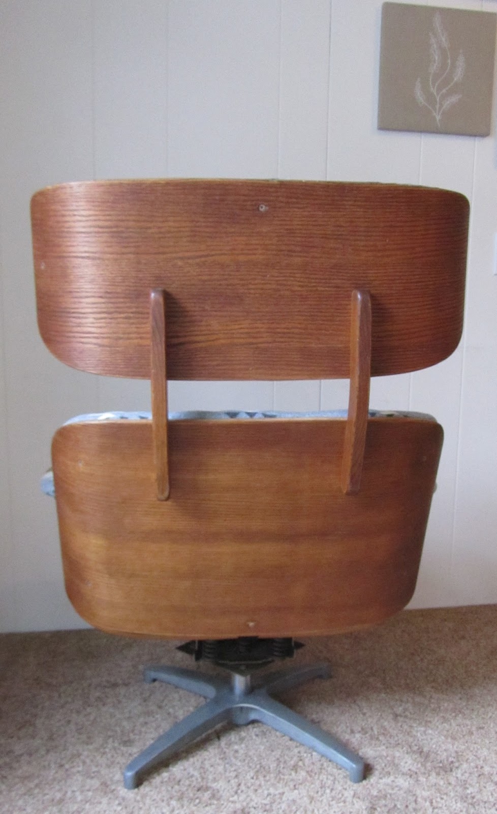 Remnant Reupholstered Eames Style Lounge Chair & Ottoman in Pendleton