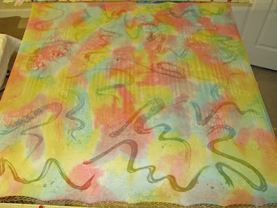 Deborah Younglao hand painted batik silk shawl progress