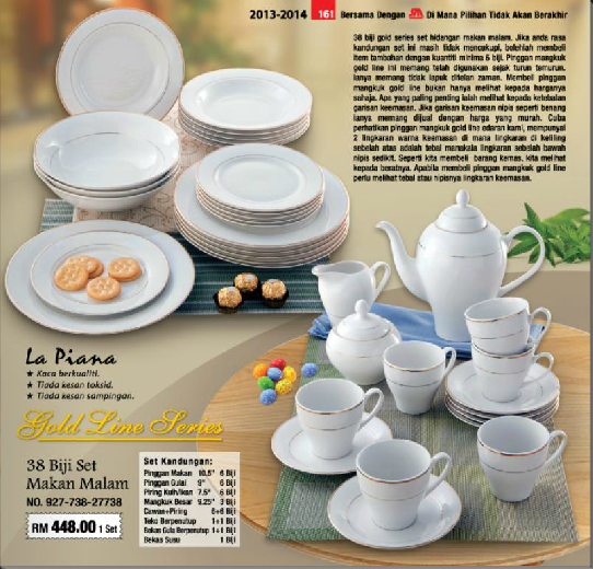 syarikat menang glassware kuantan Set Pinggan Mangkuk La Piana