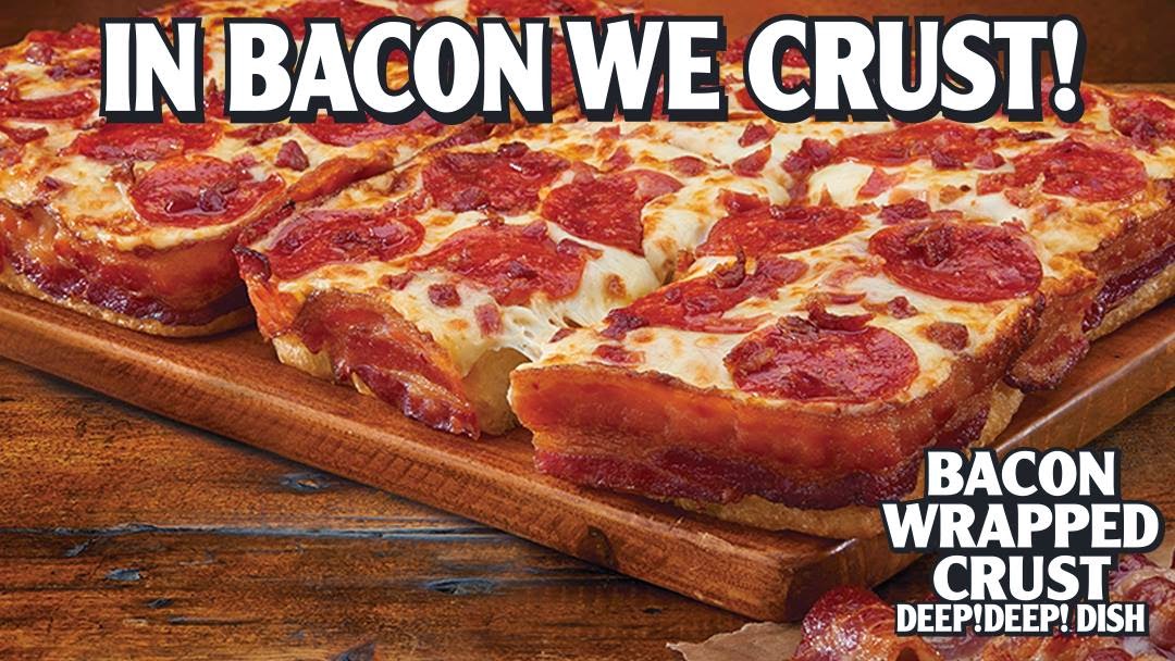 Heck Of A Bunch Little Caesars Bacon Wrapped Crust Deep!Deep! Dish