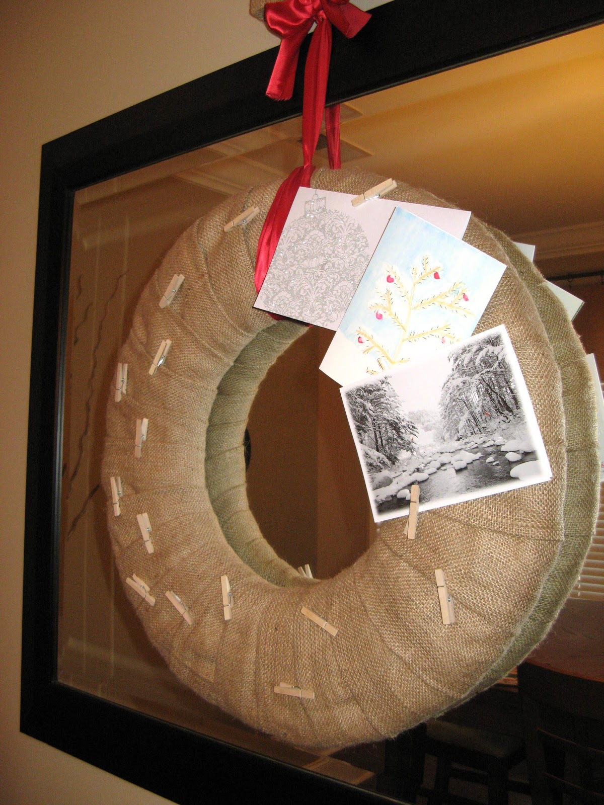 Susan Snyder BURLAP WREATH CHRISTMAS CARD HOLDER