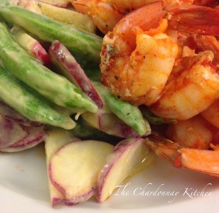 The Chardonnay Kitchen Roasted Harissa Shrimp & Ramps