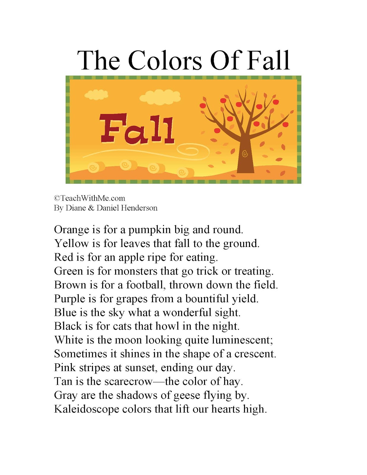Classroom Freebies: The Colors of Fall