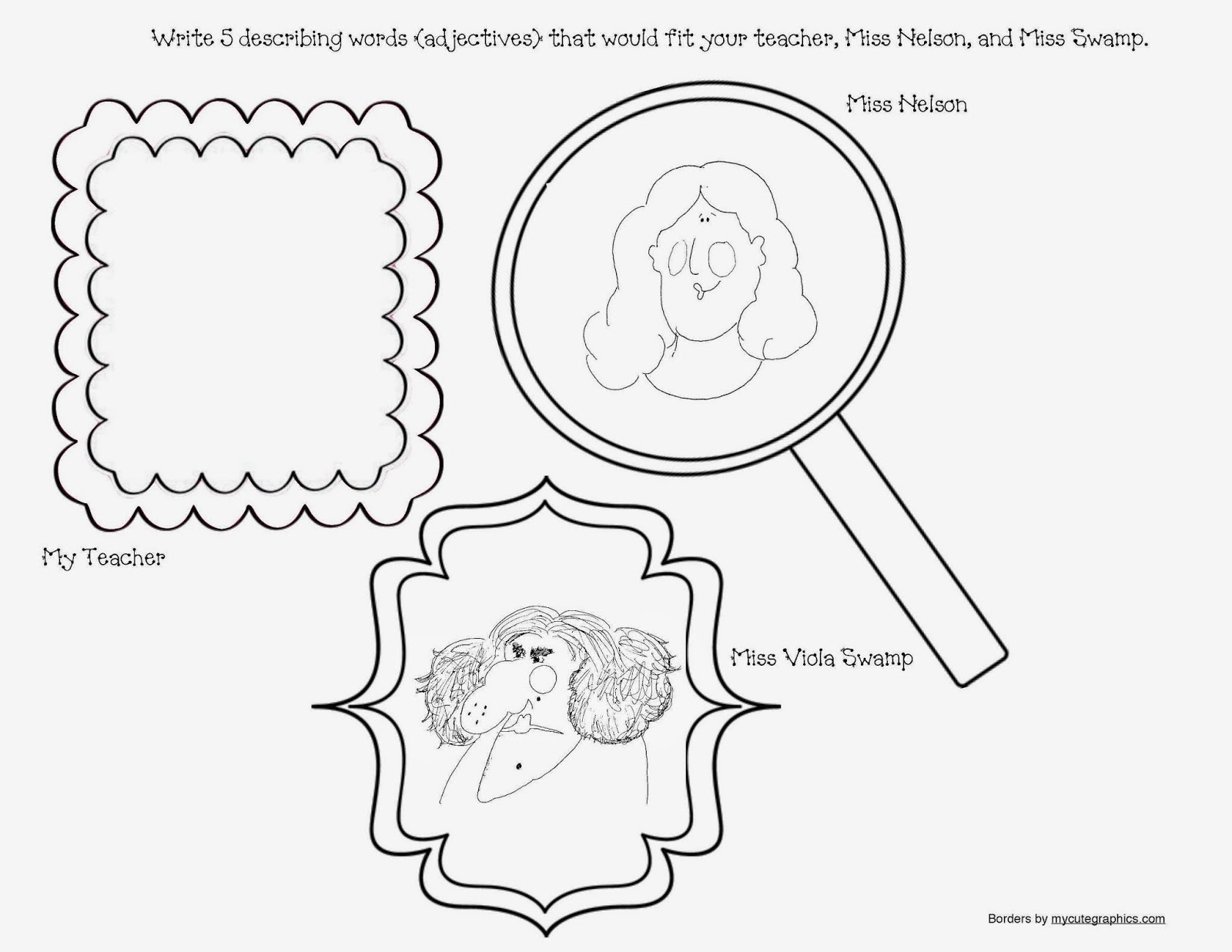 Printables Miss Nelson Is Missing Worksheets classroom freebies miss nelson is missing packet lots of adjective activities a great opportunity to discuss synonyms and antonyms because swamp are certainly oppositesqu