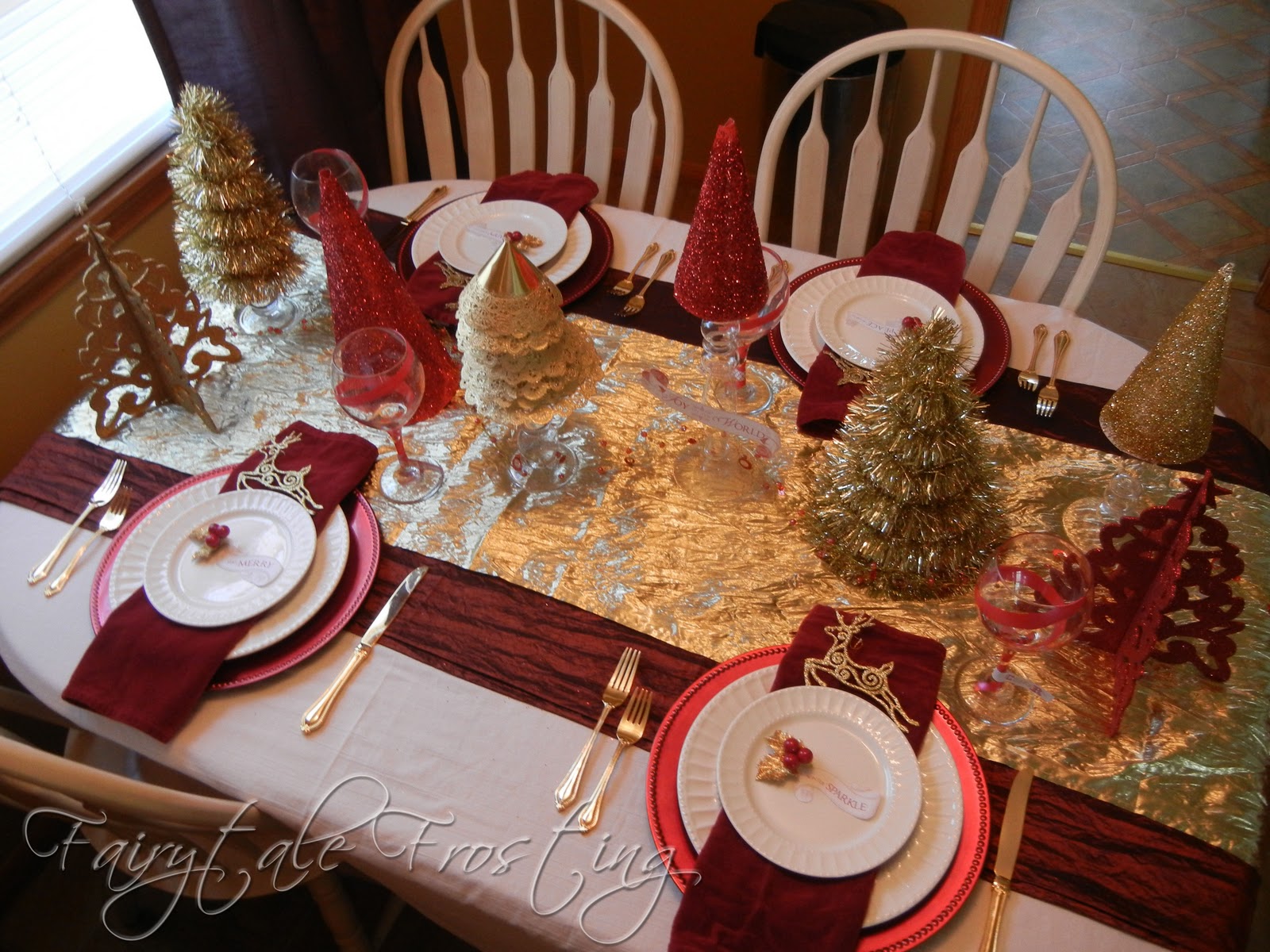 Fairytale Frosting Red, White and Gold Holiday Table