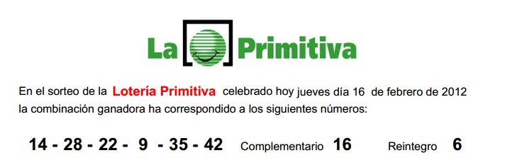 COMPROBAR RESULTADO PRIMITIVA comprobar resultado primitiva: