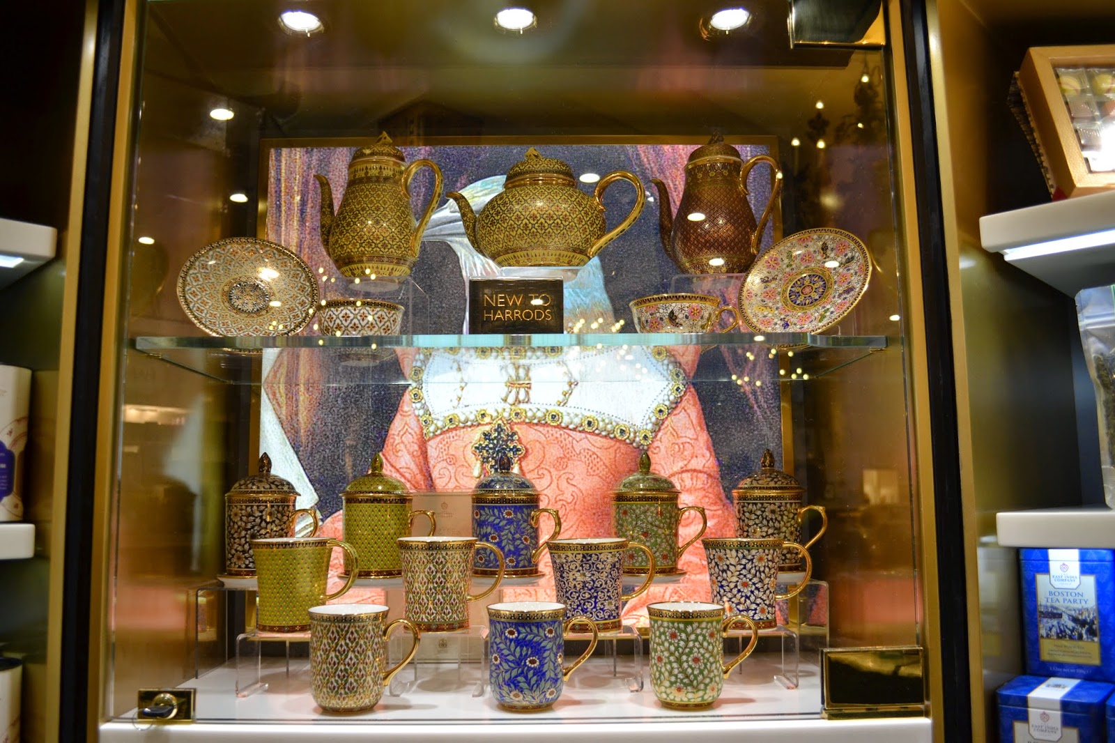 Teapots on Display, Harrods of London