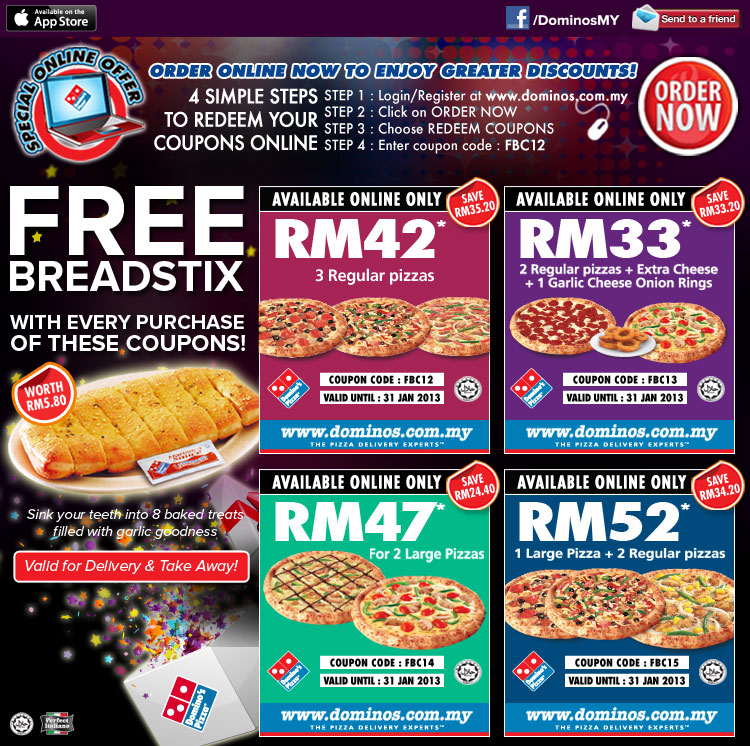 saupee Coupon Domino's Pizza Malaysia Valid Until 31 January 2013