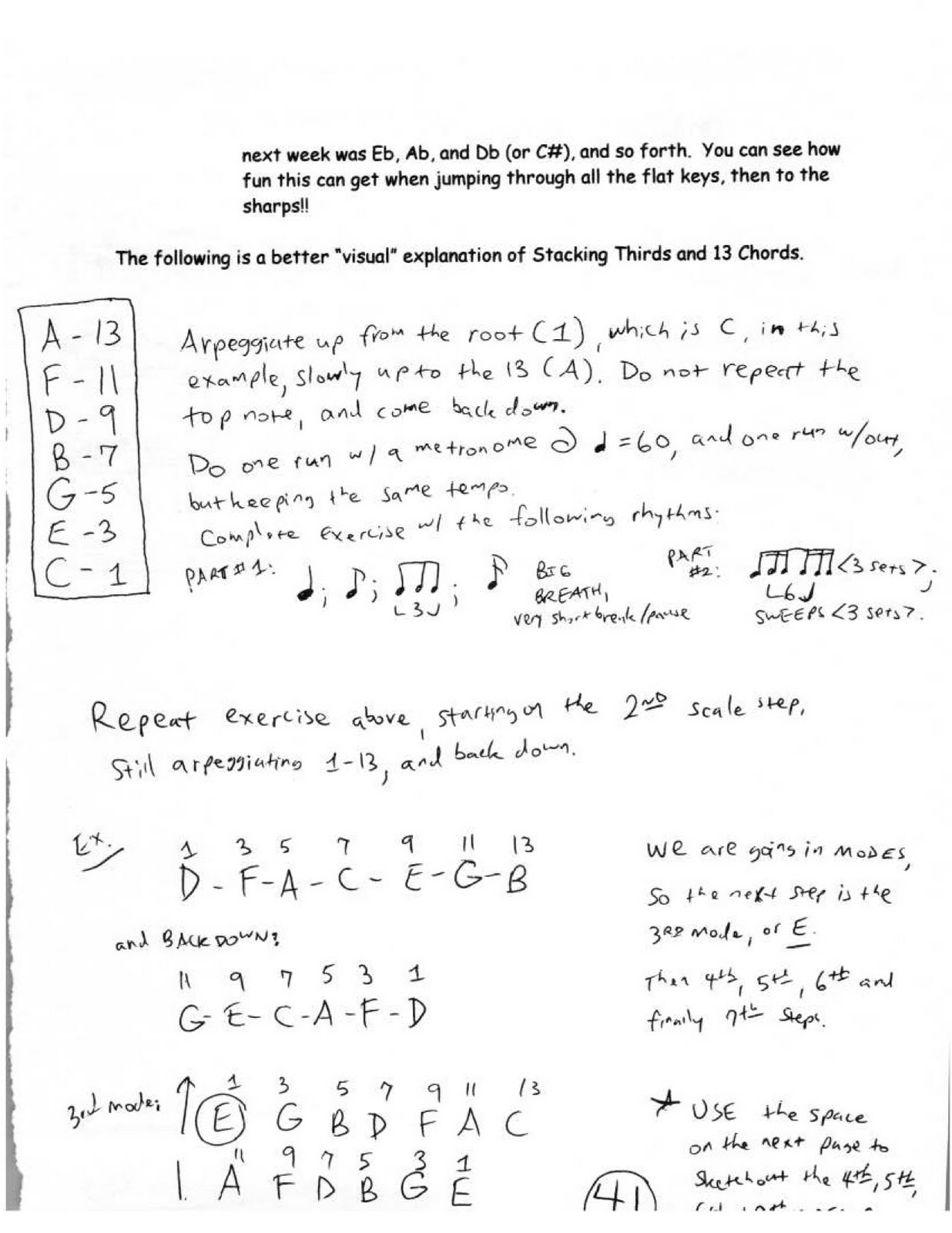 Matt Sawyer Music Jazz Saxophone Lecture Stacking Thirds and 13 Chords