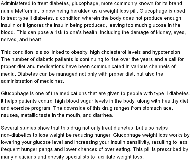 lose weight Glucophage Weight Loss How it Works and the Side Effects
