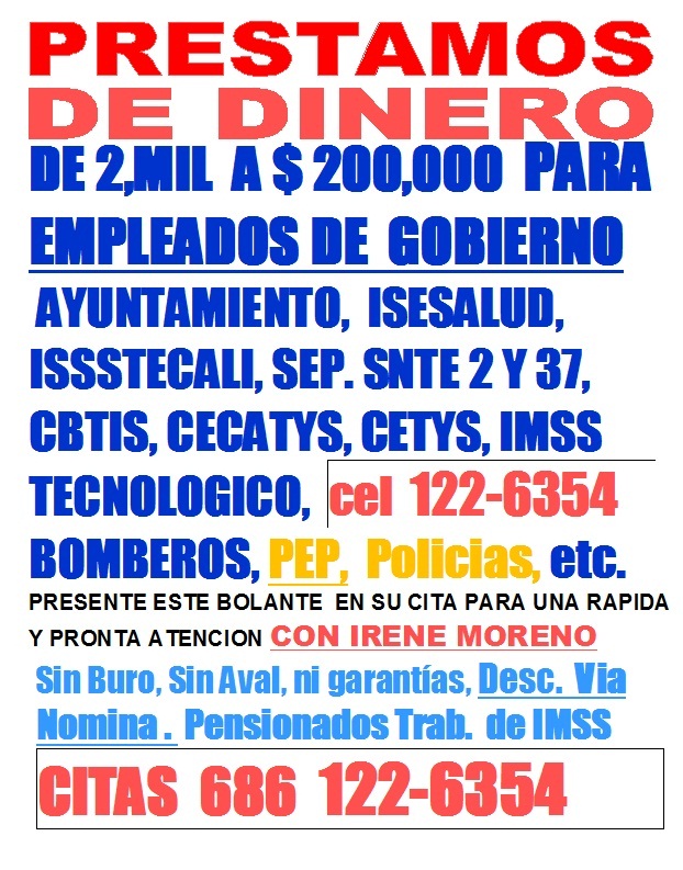 PRESTAMOS DE DINERO PARA EMPLEADOS DE GOBIERNO: PRESTAMOS DE DINERO EN EFECTIVO SOLO PARA RESIDENT.