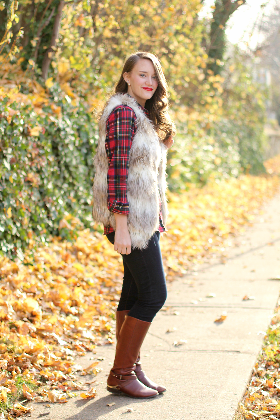 How to Style a Fur Vest and Flannel Popular New York City Fashion and