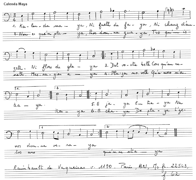 Raimbaut de Vaqueiras Calenda maya