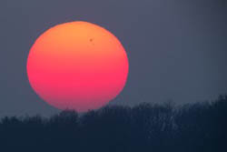 Sunset with sunspot over Weikersheim, Germany