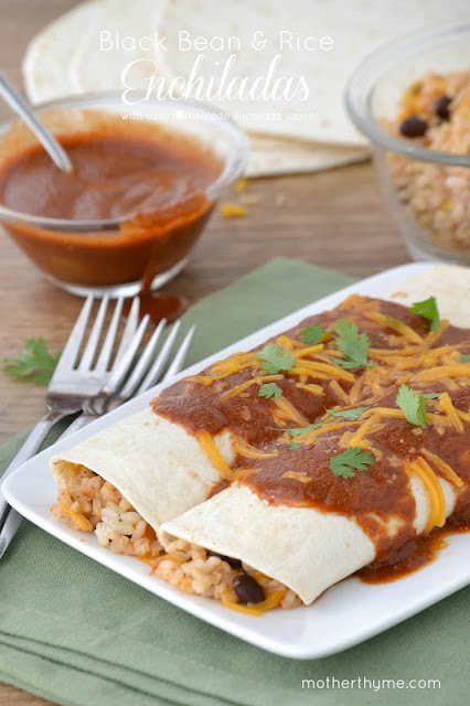 Black Bean and Rice Enchiladas and Homemade Enchilada Sauce