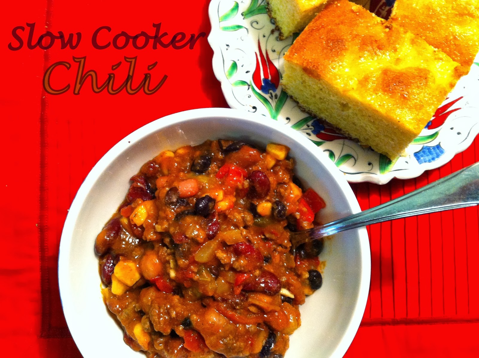 Food Swoon Slow Cooker Chili & Corn Bread