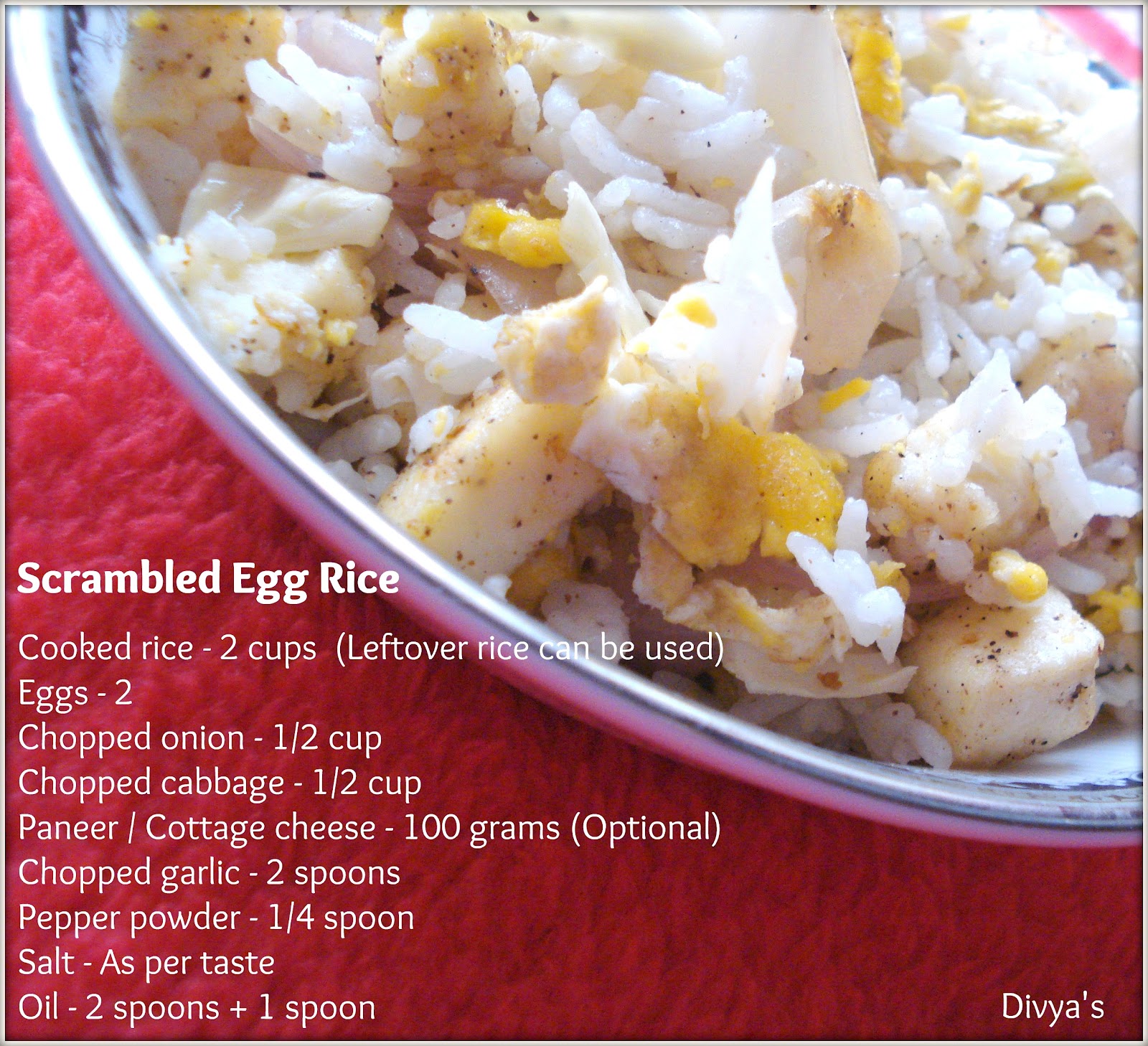 Scrambled Egg Rice Paneer Scrambled Egg Rice Easy Rice Recipes