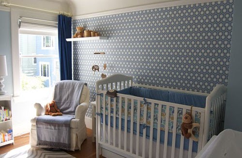 Custom Nursery Art by Kimberly: Nursery Wallpaper Accent Wall