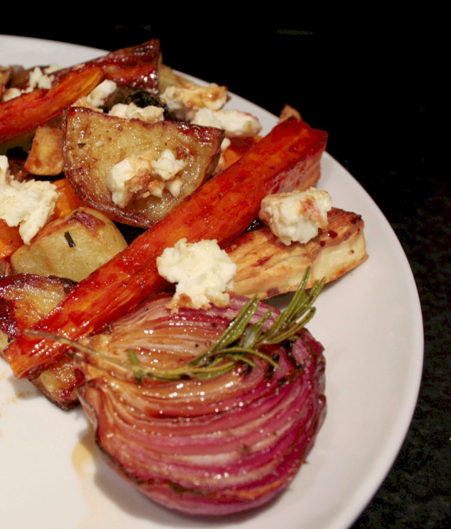 Rosemary Roasted Roots with a Balsamic & Maple Drizzle