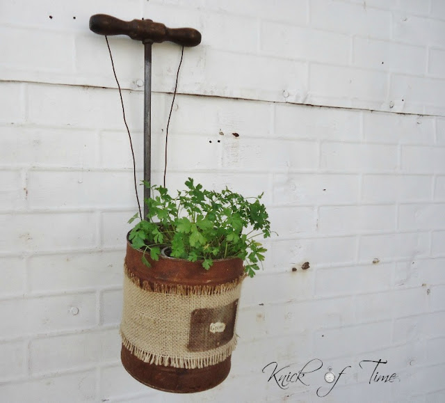 Repurposed Pans and Wooden Handles by http://knickoftimeinteriors.blogspot.com/