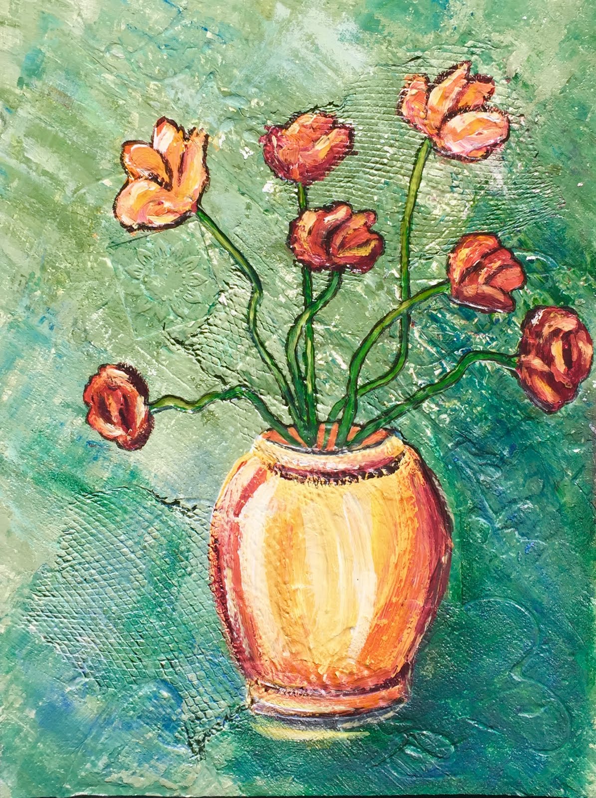 Poppies in a Yellow Vase