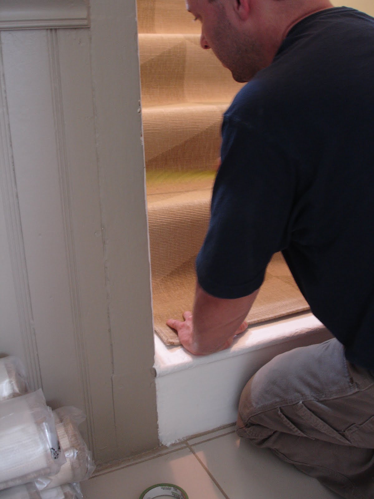 runner stair nailhead diy lay rug want