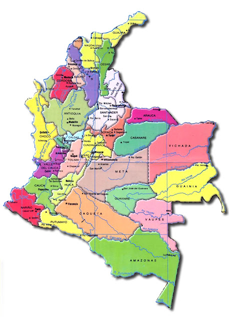 mapa de colombia con sus departamentos