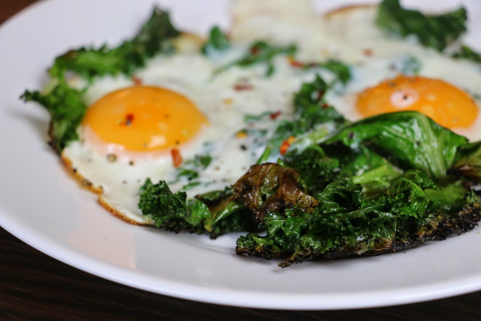 Crispy Curly Kale Fried Eggs