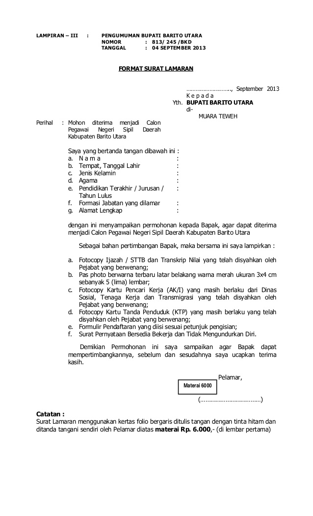 13 surat lamaran kerja cpns 2015 ben jobs 13 surat lamaran kerja cpns 2015 ben jobs