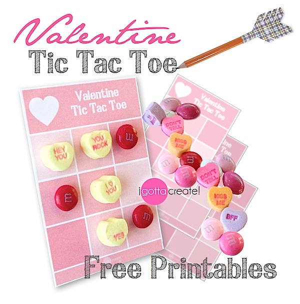 Candy TicTacToe Valentine Printable by I Gotta Create!