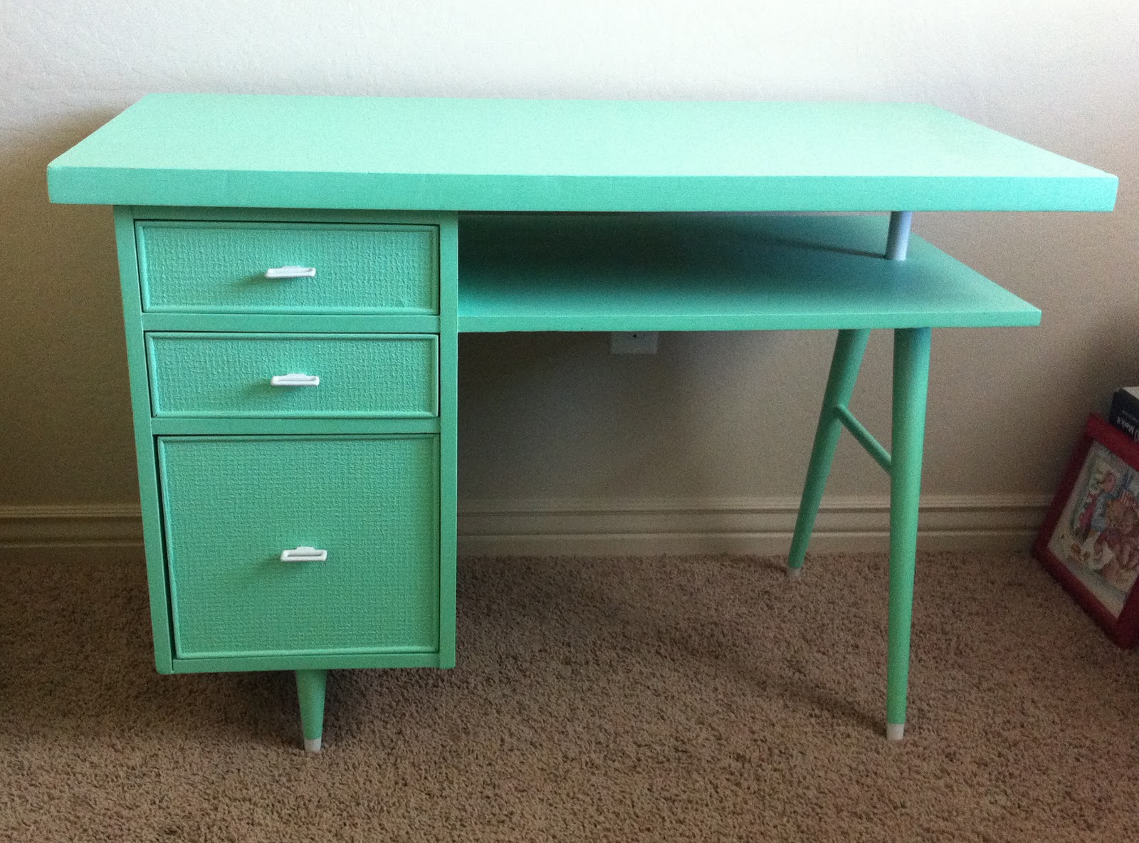 ticket tuesday mint green mid century desk