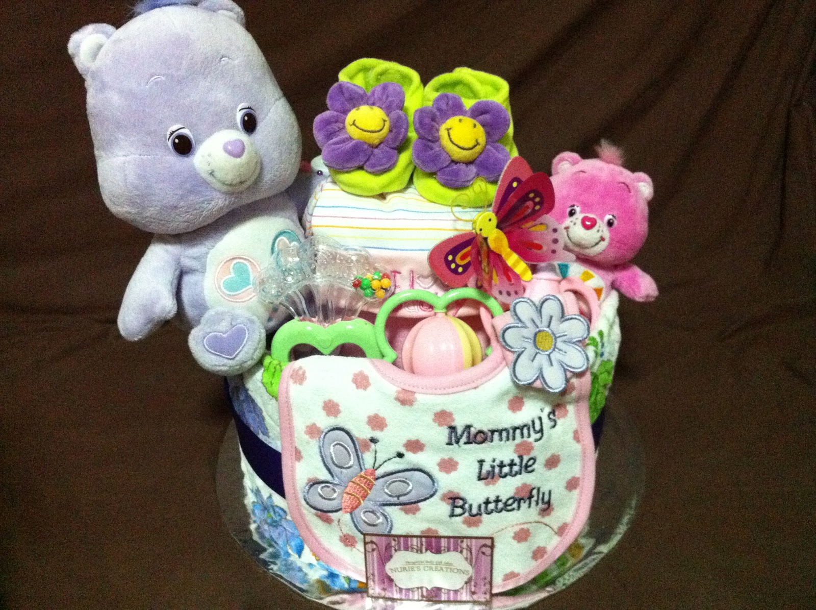 Nurie's Creations Diaper Cakes & Baby Gifts 2 tiers Care Bear Diaper