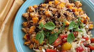 Butternut and Black Bean Pilaf with Tomato Slaw