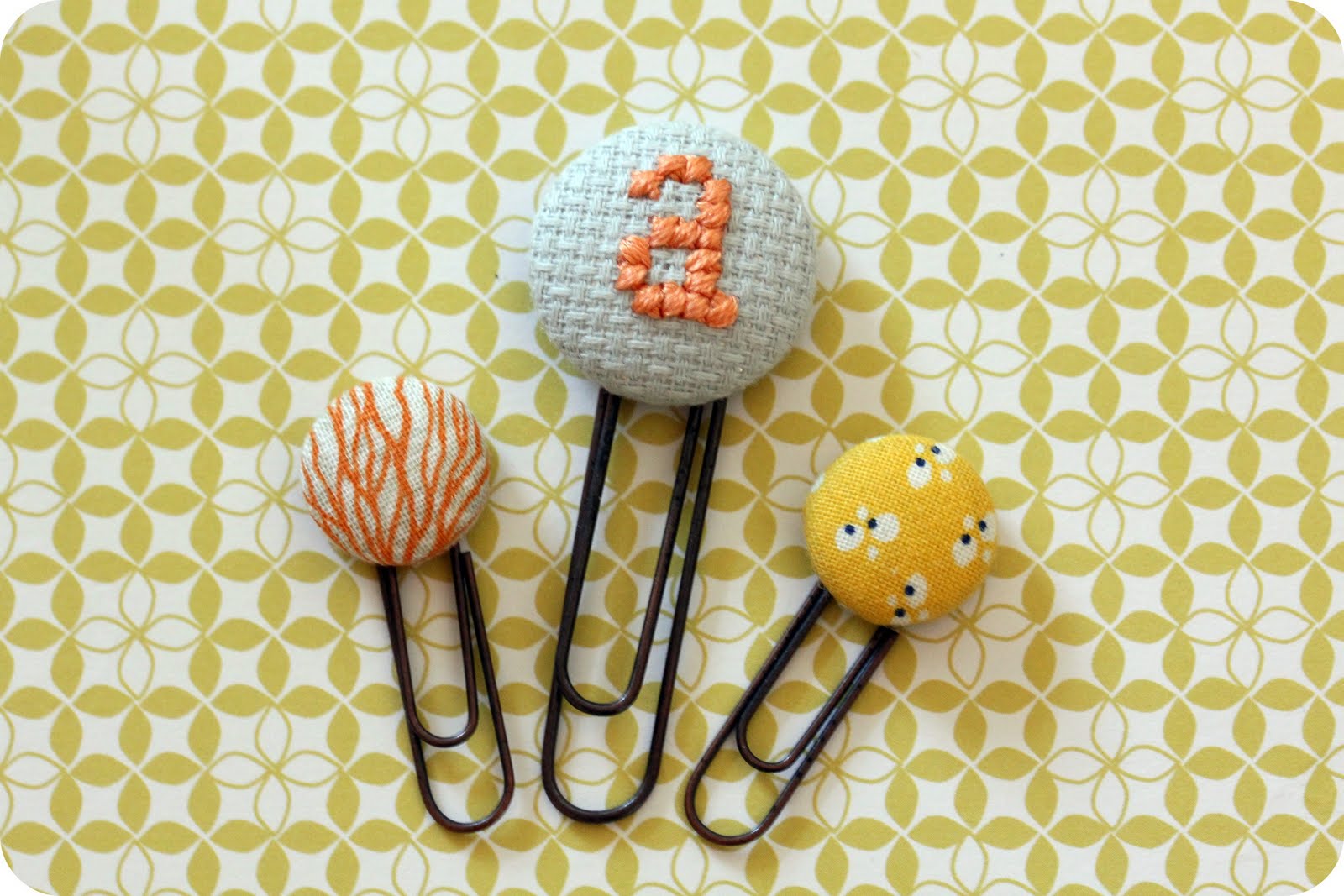 little lovelies fabric button bookmarks