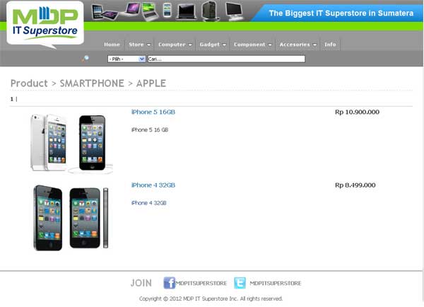 Referensi Harga iPhone 5 di MDP IT SuperStore
