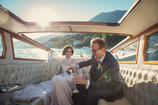 1960s wedding dress by Priscilla of Boston, on vintage bride Suzanne at Lake Como wedding