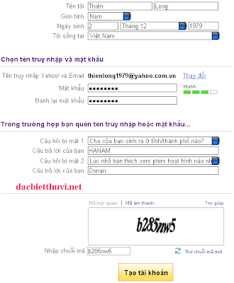 Đăng ký yahoo, dang ky yahoo mail