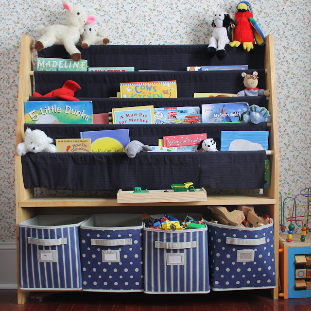 born imaginative. Sling Bookshelf with Storage Bins for Kids