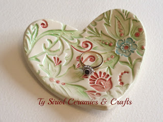Ty Siriol Ceramics ring dish. Handmade and hand painted.