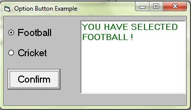Option Buttons An easy program using option buttons