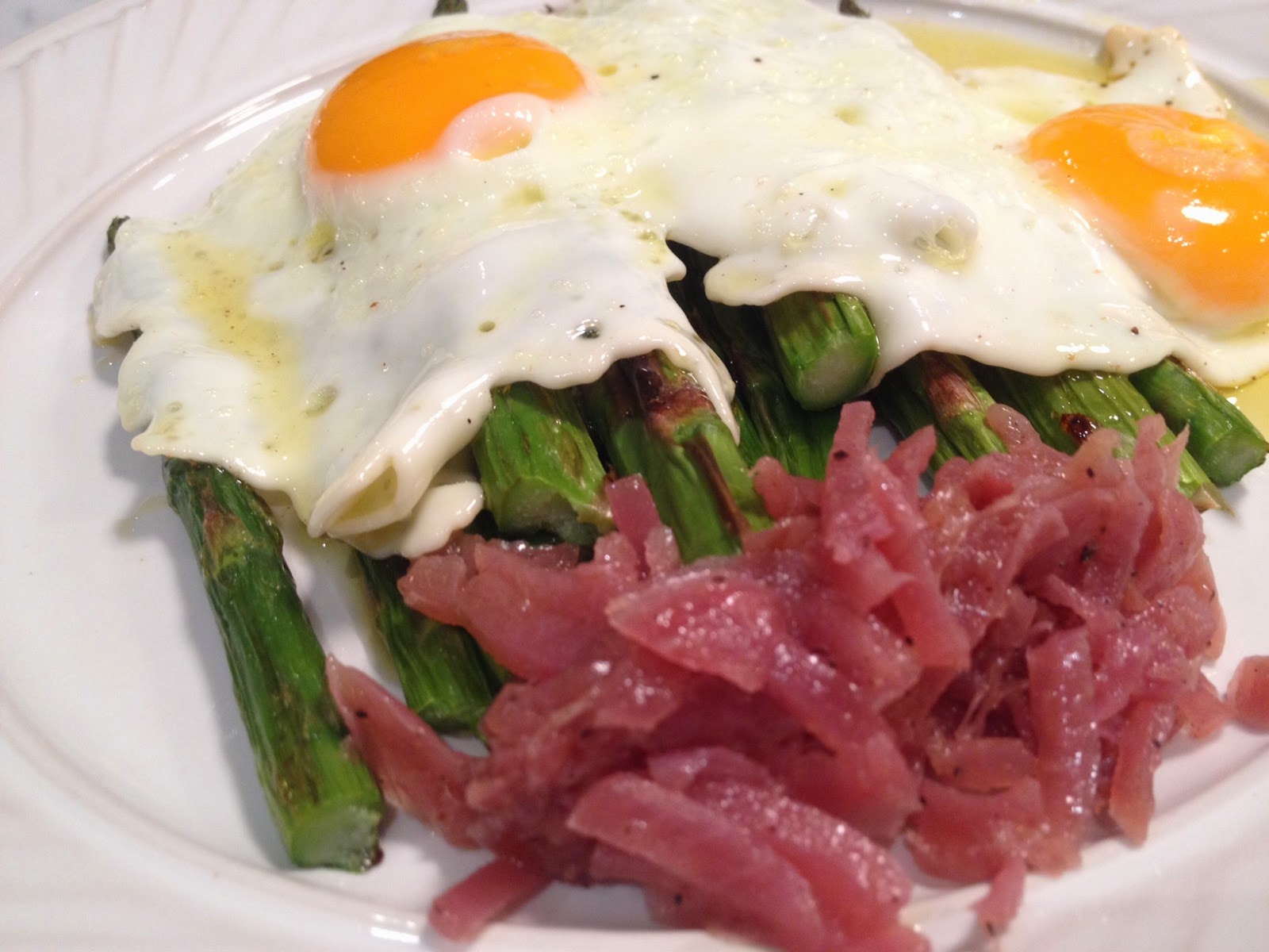 The Full Plate Blog simple spring asparagus with olive oil fried eggs