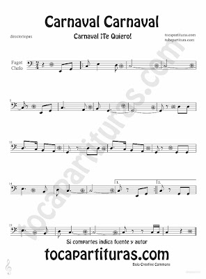 Tubescore Carnival Carnival sheet music for Cello and Bassoon Carnaval Te quiero traditional song music score