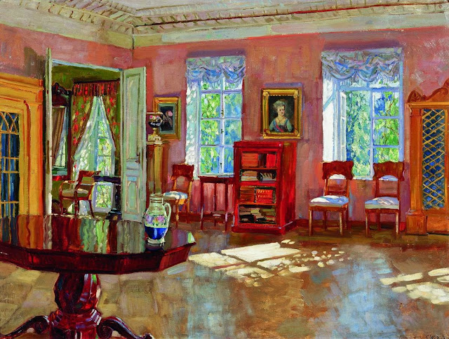 Станислав Жуковский. Библиотека в помещичьем доме. 1910-е
