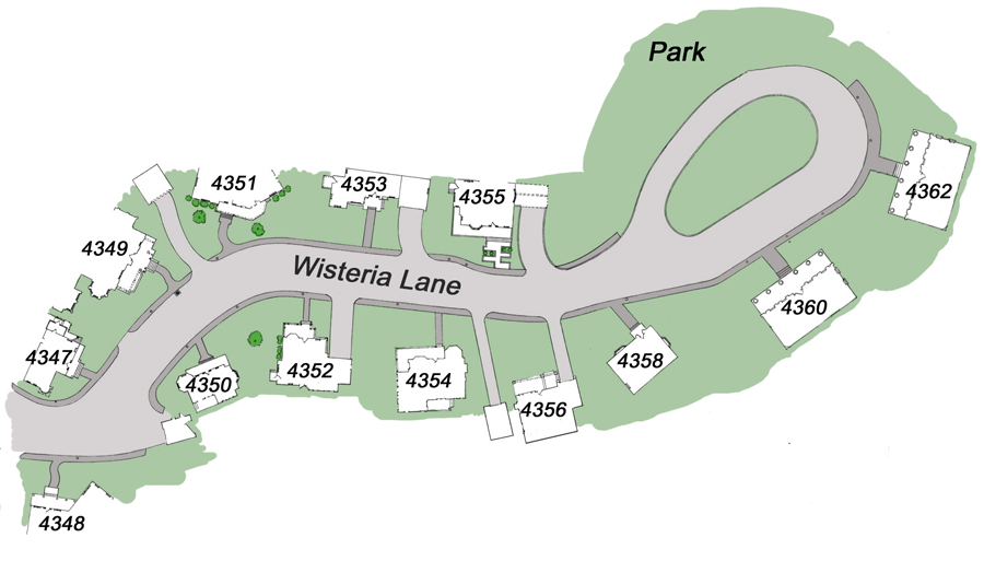 La mappa di Wisteria Lane. 