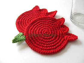 Crochet Coasters Red Tulips