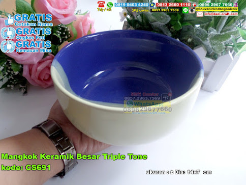 Mangkok Keramik Besar Triple Tone